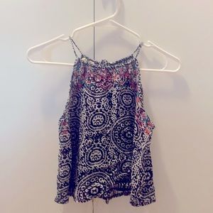 Black & white patterned tank with colorful border